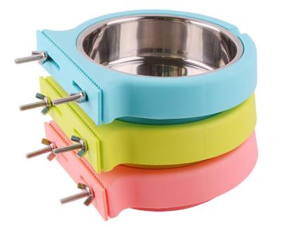 China Automatic Crate Dog Bowl, Removable Cage Cup Stainless Steel Hanging Pet Cage Bowl Water Food Feeder Large For Dogs Cats Rabbits for sale