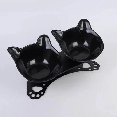 China Automatic Cat Bowls Tilted Cat Food Rolls Elevated Cat Food Bowl Pet Double Tilted Elevated Plastic Cat Bowls With Non-Slip Rubber Base for sale