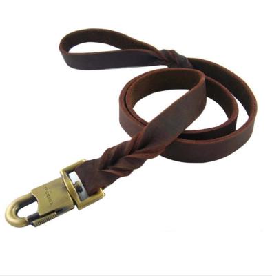 China Brown Braided Leather Dog Leashes Leather Dog Leash Soft and Strong Leash Leather for Medium, Large Dogs Training Walking WPC58 for sale