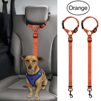 China Adjustable Nylon Car Headrest Restraint Cloth Dog Restraints Vehicle Seat Belts Cat Safety Seat Belt Quick Release Dog Strap Harness for sale