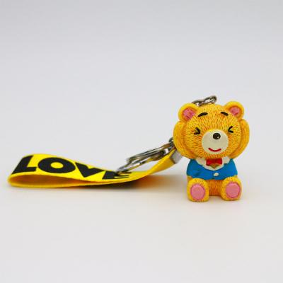 China Promotional hot sale custom metal bear style resin 3d logo gifts TTGYP key chain/rubber key chain/wooden key chain with printing logo ribbon weaving for sale