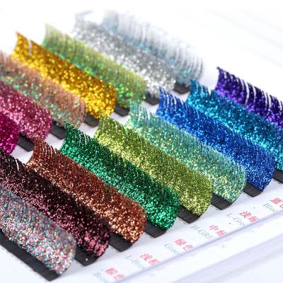 China Different Color Glitter Full Volume Eyelash Extension Lash Extension Color Custom for sale