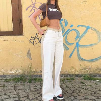 China new Anti-wrinkle casual pants fashions two color stitching Autumn Straight Trousers Women's clothing factory wholesale for sale