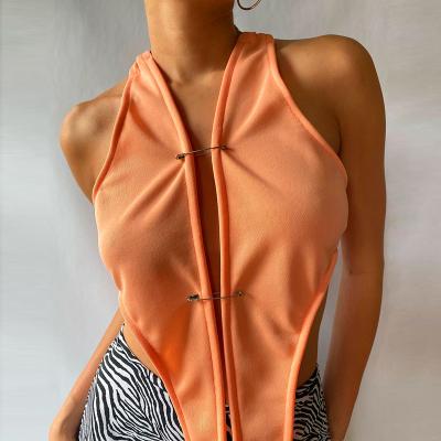 China Anti-pilling Women's Clothing Summer Pin Top New Style Sleeveless Lace-up Strapless Halter Irregular Vest for sale