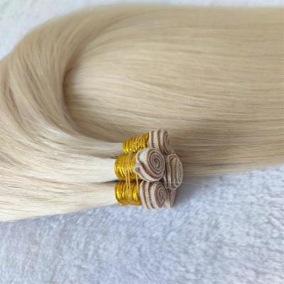 China Over 1 Year Lifespan Double Ends Hair Silky Straight Wave 100% Thick Hand Drawn Tied Wefts Hair Extensions for sale