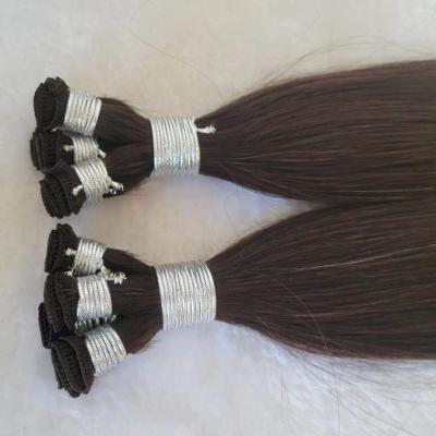 China Silky Straight Wave Custom Hand Tied 100% Virgin Russsin Wefts Hair Weft Baylage Russia Remy Double Drawn Weft for sale