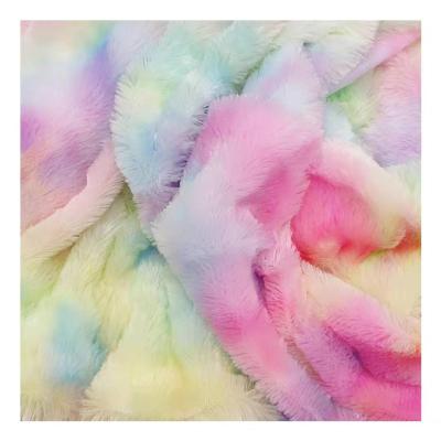 China 2021 Breathable Most Fashion Tie Dye Rainbow PV Plush Velvet Fabric For Home Textile for sale