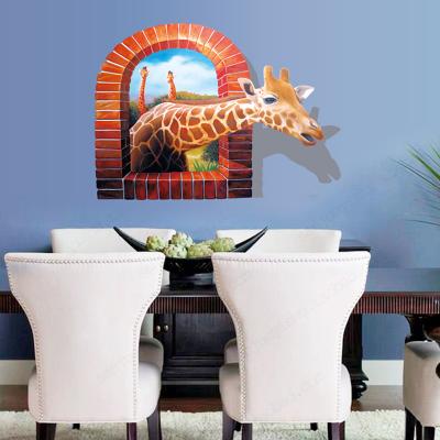 China Window sticker remove large 3d giraffe window gel stickers for sale