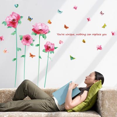 China WALL STICKER room decor rose flower wall stickers made in china for sale