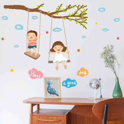 China Cute WALL STICKER Baby Swing on the Tree Wall Stickers for Kids Room for sale