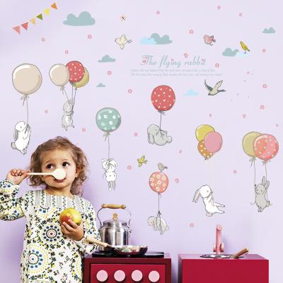 China Cute Colorful WALL STICKER Rabbit Balloon Wall Sticker Kids Bedroom for sale