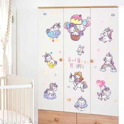 China WALL STICKER Cartoon Kids PVC Wall Stickers Rolls Custom Unicorn Wall Art Stickers for sale