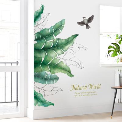 China WALL STICKER Green Plant Stickers On The Wall Bathroom Stickers Waterproof Wall Nursery Room Wall Palm Leaf Sticker for sale