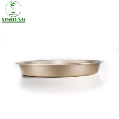 China Microwave Sustainable Pizza Thick Gold Color Carbon Steel Tool Pizza Pan for sale