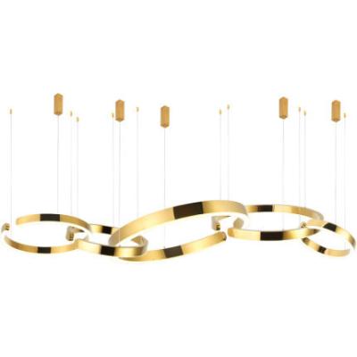 China Gold Brass Bronze Circle Modern Decoration Indoor Lighting LED Brushed Modern Chandelier Hanging Pendant Light for sale