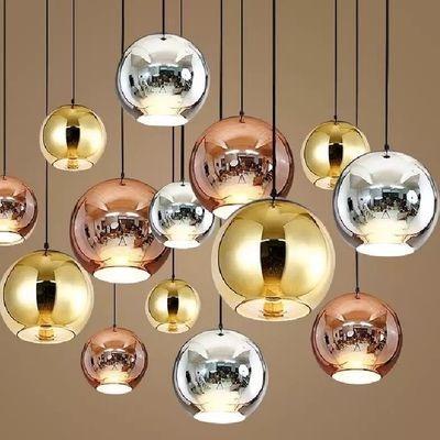 China Lamps Home Decor Nordic Modern Creative Round Glass Pendant Lights Individual Space Ball Chandelier Lamp Plating Glass Hanging Lamp for sale