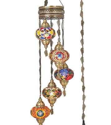 China Moroccan 5 Heads Turkish Chandelier Lighting Moroccan Colorful Mosaic Stained Glass Ceiling Hanging Light for sale