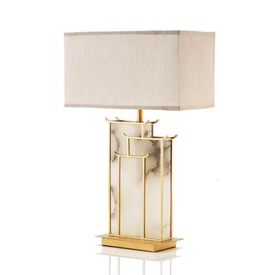 China Fabric Shade Bedside Luxury Marble Home Light Lamp Designer Modern Marble Table Lamp for sale