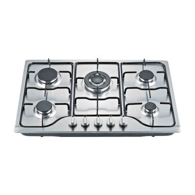 China Commercial kitchen wholesale 5 burners gas hob sabaf square type stainless steel built in household portable gas stove with high quality for sale