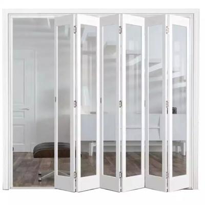 China Exterior Customized Plastic Folding Door UPVC Frame Glass Accordion Design Bifold zu verkaufen