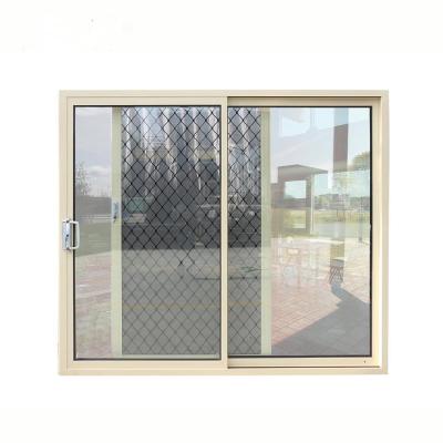 China Aluminium Double Glass Sliding Door With Stainless Steel Security Mesh for sale