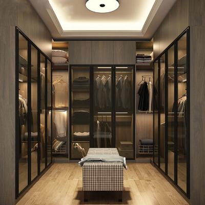 Chine Foshan Factory Glass Door Walk In Closet , Wardrobe Wood Portable Closets à vendre