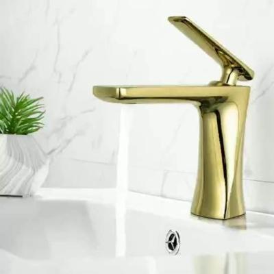 Κίνα Sanitary Ware Mixer Faucets Golden Color Single Handle Water Basin Sink Taps for Bathroom προς πώληση