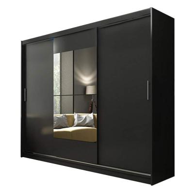 China puerta de madera del armario 3 del dormitorio moderno grande del MDF de 15m m que resbala el guardarropa con el espejo en venta