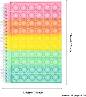 China Toy Practical Spiral Notepad Rainbow Notebook Noise Stress Relief Snap Push Silicone Bubbles Sensory Anxiety FID YH2020 for sale