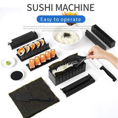 China Viable Professional Luxury Japanese 11-Pieces Sushi Making Kit Eco-Friendly Kitchen Sushi Tray for sale