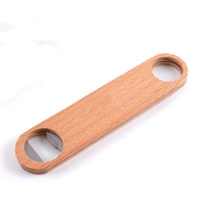 China Viable Professional Wood Handle Tools Custom Engraved LOGO Wood Handle Blank Beer Bottle Opener for sale