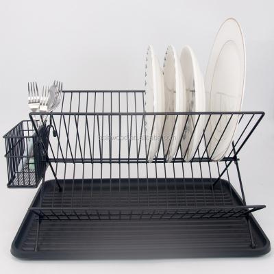 China 2-Layer Dish Rack Shelf Storage Rack Kitchen Countertop Organizer Cutlery Dish Drying Viable Rack for sale