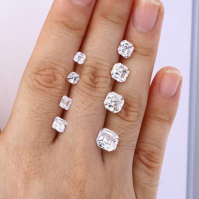 China Color game or fire starsgem hand cut fany shape moissanite 6.5*6.5mm Asscher cut loose moissanite stones for sale