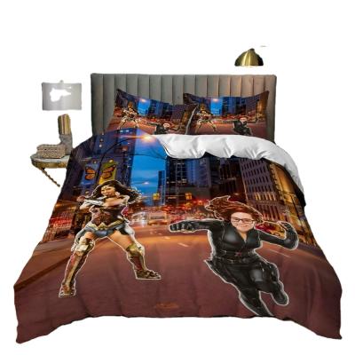 China Digital Printed Viable Bed Sheet 3d Characters Set For Customized Fabric And Wholesale Size Bedding Set for sale