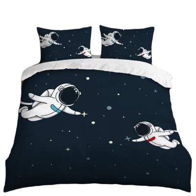 China 3D Printing Cartoon Astronaut Bedding Set Folded High Quality Comforter Set Single and Double Queen Size for sale