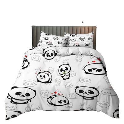 China Popular 3D Folded Printing Cute Panda Bedding Set Set 3 Bedding Set Normal Printing Down Comforter Cover for sale