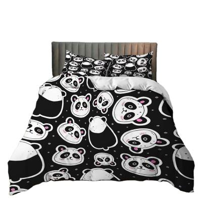 China Cute 3D Folded Printing Chinese Panda Bedding Set Set 3 Bedding Set Normal Printing Down Comforter Cover for sale