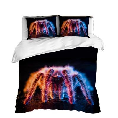 China Hot Sale Folded Factory 3D Printing Luxury 3 Piece Duvet Cover King Bedding Set Bed Sheet Spider Set for sale