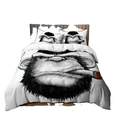 China 3D Folded Printing Luxury Animal Costume Adult Bedroom Bedding Print Personality Gorilla Bed Sheet for sale