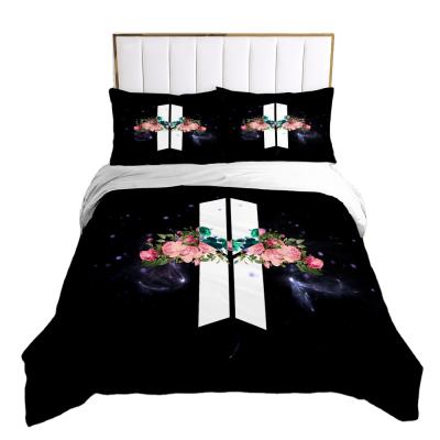 China High quality 3D folded printing creative bedding set 3 sets of normal bedding printing down comforter cover for sale