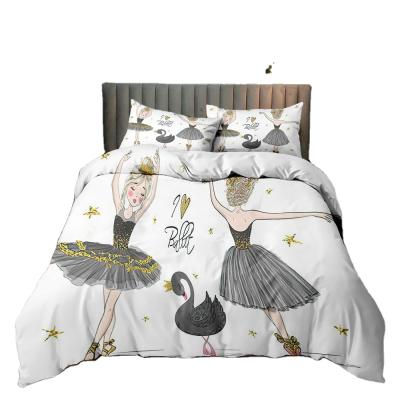 China 100% Sustainable Polyester 3D Photo Design Ballet Girl Comforter Cover Printed 3 Piece Set Queen Size Bedding for sale