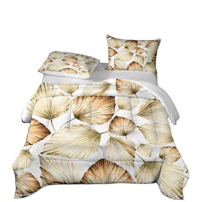 China Comforter Patterns Super Soft 3D Printing Colorful Leaves Quilting Comforter Set 100% Polyester Summer Bedroom Comforter Customization for sale