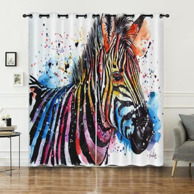 China Popular Blackout 3D Printing Adult Color Zebra Curtain Kids Bedroom Split Curtain 100% Polyester for sale