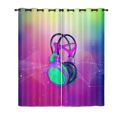 China Blackout Popular MUSIC Blackout Curtain Blackout Graffiti 3D Bedroom Split Curtain Customization for sale