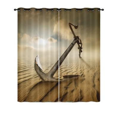 China Blackout Boat Anchor Nautical Design 3d Printing Dream Curtain Decoration Living Room Tent Curtain for sale