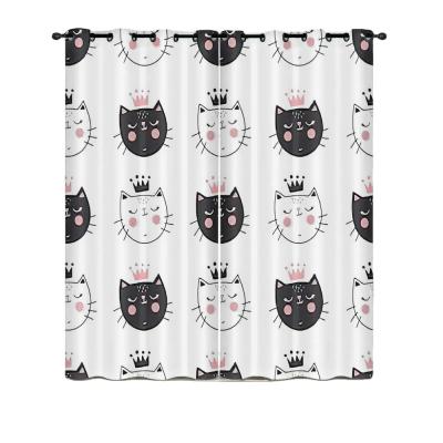 China Cute Blackout Cat Design 3d Printing Dream Curtain Decoration Living Room Tent Curtain for sale