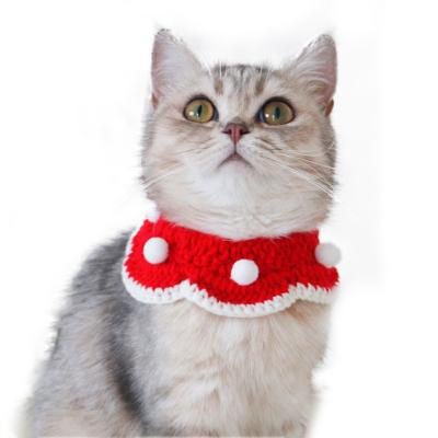 China Green Blue Stocked Cat Petals Collar Wholesale Red Handmade Cute Towel Small Pet Meow Party Christmas Gift for sale