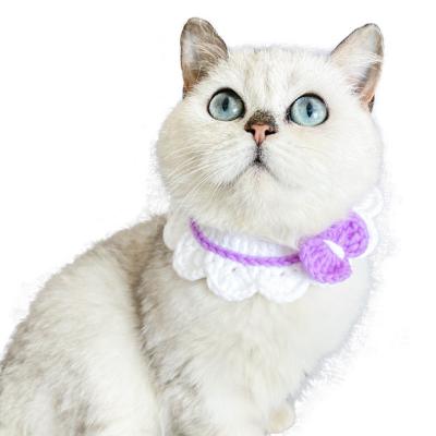 China Stocked Christmas Gift Small Pet Cat Petals Collar Red Green Handmade Cute Purple Towel for sale