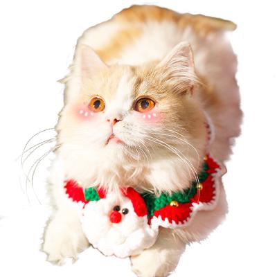 China Red Green Handmade Cute Deer Stocked Christmas Party Pet Cat Dog Petals Collar Wholesale Neck Towel Santa Meow For Kids Furry Gift for sale