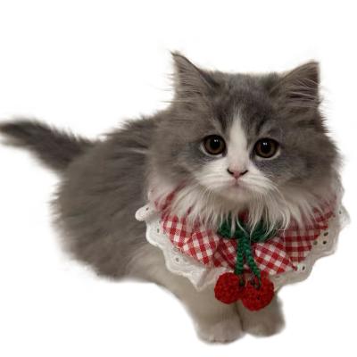 China Viable Cat Dog Clothes Neck Towel Lovely Red Cherry Collar Handmade Cute Pet Style for sale